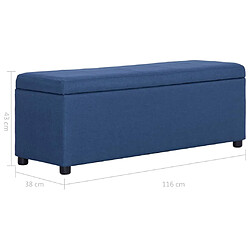 vidaXL Banc avec compartiment de rangement 116 cm Bleu Polyester pas cher