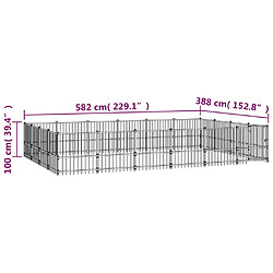 vidaXL Chenil d'extérieur pour chiens Acier 22,58 m² pas cher