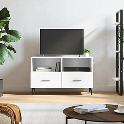 Maison Chic Meuble TV scandinave - Banc TV pour salon Blanc brillant 80x36x50 cm Bois d'ingénierie -MN41064