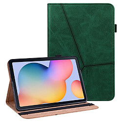 Etui en PU ligne de couture avec support et porte-cartes vert pour votre Samsung Galaxy Tab S6 Lite P610/P615