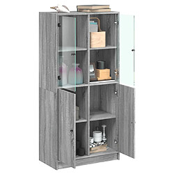 Avis vidaXL Buffet haut avec portes gris sonoma 68x37x142cm bois ingénierie