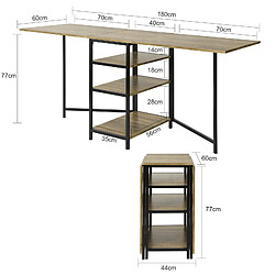 Avis SoBuy FWT62-N Table Pliante avec 2 Abattants et 3 étagères de Rangement, Table de Cuisine Rabattable