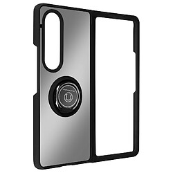 Avizar Coque pour Galaxy Z Fold 4 Bi-matière Bague Métallique Support Vidéo Noir