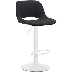 Decoshop26 Tabouret de bar chaise haute x1 avec repose-pieds en tissu noir piètement métallique blanc 10_0004619