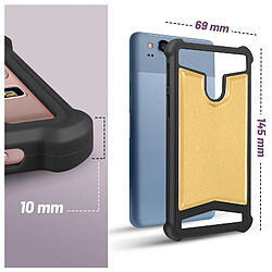 Avizar Coque Téléphone 4.7'' à 5'' Silicone Gel Coin Bumper Dos Effet Cuir Noir Et Doré pas cher