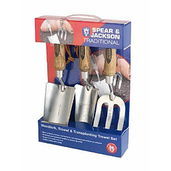 Spear & Jackson Lot de 3 outils de jardinage classiques en acier inoxydable