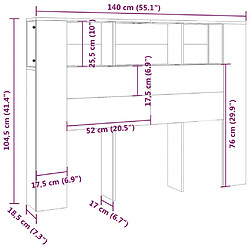 vidaXL Armoire de tête de lit Blanc 140x18,5x104,5 cm pas cher