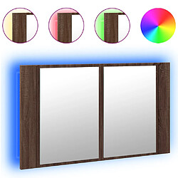 vidaXL Armoire à miroir à LED de bain chêne marron 80x12x45 cm