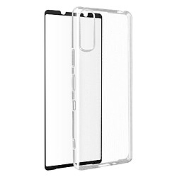 Avizar Coque Sony Xperia 10 III Souple et Film Verre Trempé 9H - noir