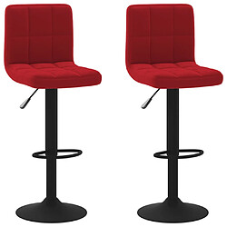 vidaXL Tabourets de bar lot de 2 rouge bordeaux velours