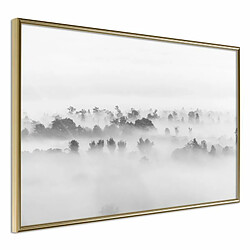 Paris Prix Affiche Murale Encadrée Fog Over the Forest 30 x 20 cm Or