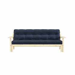 Inside 75 Canapé convertible futon UNWIND pin naturel coloris marine couchage 130 x 190 cm.