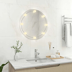 Maison Chic Miroir mural avec lampes LED | Miroir Décoration pour Maison Salle de Bain Rond Verre -GKD34826