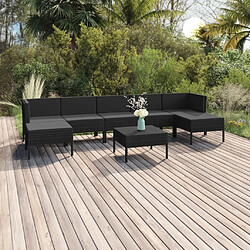 Maison Chic Salon de jardin 8 pcs + coussins - Mobilier/Meubles de jardin - Table et chaises d'extérieur Résine tressée Noir -MN31659