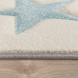 Paco-Home Tapis Enfant Couleurs Pastel À Carreaux Pois Cœurs Étoiles Blanc Gris Bleu