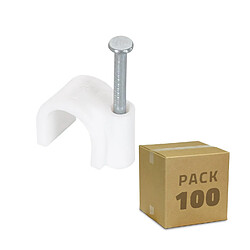 Ledkia Pack de 100 Attaches Fixation Câble Blanc 10 mm