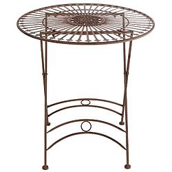 Decoshop26 Table de jardin en métal Ø 71 cm style rustique marron vieilli MDJ10217