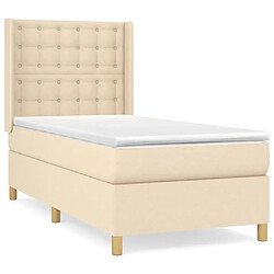 Maison Chic Lit adulte- Lit + matelas,Sommier à lattes de lit avec matelas Crème 90x200 cm Tissu -GKD76825