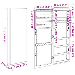 vidaXL Armoire à bijoux avec miroir et éclairage LED mural blanc pas cher