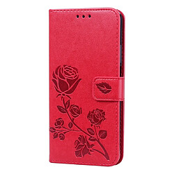 Wewoo Housse Coque Étui en cuir PU à rabat horizontal relief avec support et fentes pour cartes et portefeuille Huawei Honor 20 rouge