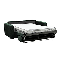 Vente-Unique Canapé 4 places convertible express en velours côtelé vert - Couchage à lattes larges 160 cm - Matelas 18 cm - MONDOVI pas cher