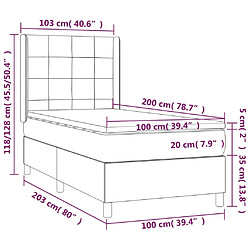 vidaXL Sommier à lattes de lit avec matelas Crème 100x200 cm Tissu pas cher