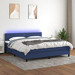 Sommier à lattes LED,Cadre à lattes de lit avec matelas pour Adulte Bleu 160x200 cm Tissu -MN25794