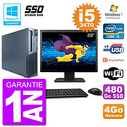 PC Lenovo M82 SFF Ecran 22" i5-3470 RAM 4Go SSD 480Go Graveur DVD Wifi W7 - Occasion