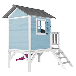 Acheter AXI Maison Enfant Beach Lodge XL en Bleu avec Toboggan en Violet | Maison de Jeux en Bois FFC pour Les Enfants | Maisonnette / Cabane de Jeu pour Le Jardin