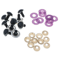 Avis 10pcs yeux de jouets de sécurité en plastique + non tissés paillettes + rondelle 20mm violet