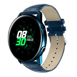 Bracelet en cuir véritable crocodile bleu pour votre Samsung Galaxy Watch Active 20mm