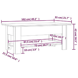 vidaXL Table basse chêne marron 102x55x42 cm bois d'ingénierie pas cher