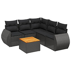 Maison Chic Salon de jardin 6 pcs avec coussins | Ensemble de Table et chaises | Mobilier d'Extérieur noir résine tressée -GKD99202