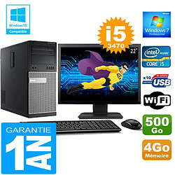 PC Tour DELL 7010 Core I5-3470 Ram 4Go Disque 500 Go Wifi W7 Ecran 22" - Occasion