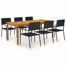 Salle à manger de jardin 7 pcs,Table et chaise à dîner Noir -MN86075