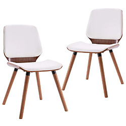 Decoshop26 Lot de 2 chaises de salle à manger cuisine design contemporain synthétique blanc CDS020199