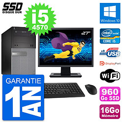 PC Tour Dell 3020 Ecran 27" Intel i5-4570 RAM 16Go SSD 960Go Windows 10 Wifi - Occasion