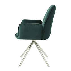 Avis Mendler Chaise de salle à manger HWC-G67, chaise de cuisine avec accoudoirs, pivotante velours ~ vert, inox