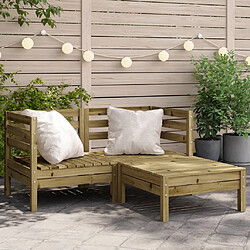 Maison Chic Canapé de jardin 2 places avec repose-pieds | Canapé Sofa d'extérieur | Fauteuil terrasse bois pin imprégné -MN82612