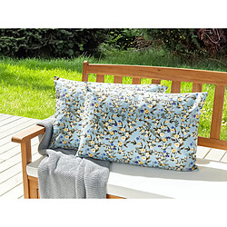 Beliani Lot de 2 coussins VALLORIA 40 x 60 cm Floral Bleu