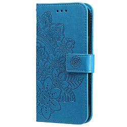 Etui en PU motif de fleurs avec support et cordon bleu pour votre Samsung Galaxy A13 5G