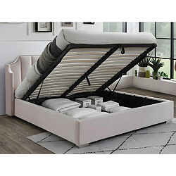 Avis Vente-Unique Lit coffre 160 x 200 cm avec tête de lit incurvée - Velours - Rose + Matelas - TEOMIS