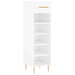 Maison Chic Armoire à chaussure 30x35x105 cm,Meuble à Chaussures Blanc brillant Bois ingénierie -MN57042