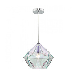 Luminaire Center Suspension Gaia Chrome poli,verre iridisé 1 ampoule 27cm