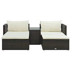 Maison Chic Salon de jardin 5 pcs + coussins - Mobilier/Meubles de jardin - Table et chaises d'extérieur Résine tressée Marron -MN55296