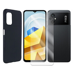 Coque de protection souple silicone Noir + Lot de 2 Verre trempé pour Xiaomi Poco M5 4G 6.58" - VISIODIRECT -