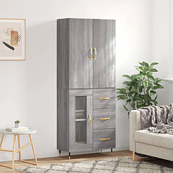 vidaXL Buffet haut Sonoma gris 69,5x34x180 cm Bois d'ingénierie