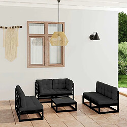 Maison Chic Salon de jardin 7 pcs + coussins - Mobilier/Meubles de jardin - Table et chaises d'extérieur Bois de pin massif -MN12289