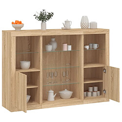 Maison Chic Lot de 3 Commode Buffet - Meuble de rangements avec lumières LED chêne sonoma bois d'ingénierie -GKD87992