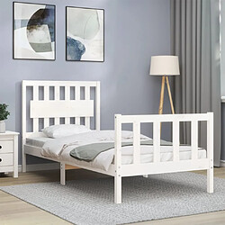 Acheter Maison Chic Lit adulte - Cadre Structure de lit avec tête de lit Contemporain blanc 90x200 cm bois massif -MN76450